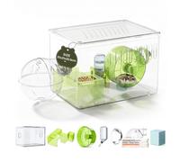 Biigdan 360° Full View Hamster Cage 31.5 x 21.5 x 20.5 cm, 2 Levels Ventilated Small Animal Cage, Rodent Cage with 7 Mouse Cage Accessories, for Rodents, Mice, Dwarf Hamsters and Other Small Animals
