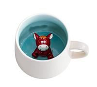 Biigming 3D Ceramic Coffee Mug Animal Inside Cup,12oz Cute Handmade Animal Figurine Ceramics Milk Cup,Christmas,Birthday,Mother's Day Gifts for Friends Family or Kids (Horse)