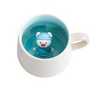Biigming 3D Ceramic Coffee Mug Animal Inside Cup,12oz Cute Handmade Animal Figurine Ceramics Milk Cup,Christmas,Birthday,Mother's Day Gifts for Friends Family or Kids (Piggy)