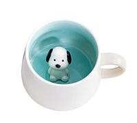 Biigming 3D Ceramic Coffee Mug Animal Inside Cup,12oz Cute Handmade Animal Figurine Ceramics Milk Cup,Christmas,Birthday,Mother's Day Gifts for Friends Family or Kids (Dog)