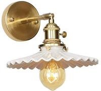 Biiiouu 1-Light Modern Vintage Wall Sconce with Ceramic Shade Brass Wall Light Up/Down Bathroom Wall Lights In Golden for Living Room & Kitchen - E27 Socket