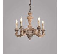 Biiiouu 5-Light Wooden Candle Chandelier Rustic Farmhouse Wood Chandelier Elegant French Country Pendant Light Handmade White Wooden Hanging Light for Kitchen Island Dining Living Room (Color : B)
