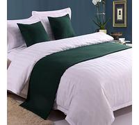 BiiKoon Green Linen Bed Runners and Matching Cushions Bed Scarves for Foot of Bed Bed End Towel Bedding Protection for King Queen Double Single, 50 * 210cm for 1.5m bed