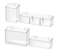 BIINONE Adhesive Mount Storage Organizer Container Basket Bins, Plastic Over Cabinet Door Organizer, Pantry Wall Organization, Bathroom Organizer, Space Saving Holder for Sandwich Bags-4 Pack