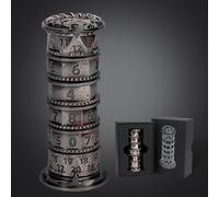 BiiSaa Prayer Wheel Dice Set, 7-in-1 Rotating Dice Cylinder, Metal DND Spinner Dice - Unique Tabletop RPG Accessories, Fidget Gadget & Gift for Dungeon Master and Gamer (Sliver Blood Spot)