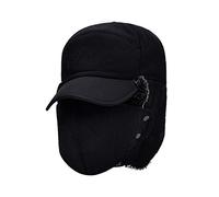 BIISDOST 51 Boys' Children's Hat with Ear Flaps Cap F- Faux Trooper Men Skiers Women Trapper Earhat Baseball Caps Hat Digger Boys Pilot Hats, black, One Size