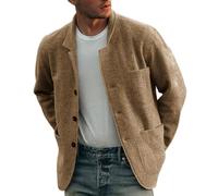 BIISDOST Cardigan Men's Cardigan Knitted Jumper Pullover for Men Slim Long Windbreaker Jackets Colourful Button Casual Coat Sweat Jacket Thin Transition Jacket Comfortable Outdoor Jacket, khaki, 3XL