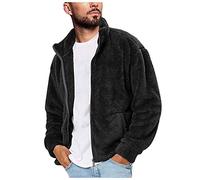 BIISDOST Furry Fleece Jacket Mens Fluffy Jackets Plush Casual Winter Stand Collar Sweatshirt Zip Up Outwear Soft Cardigans Thermal Winter Fashion Ladies Overcoat Leisure Elegant Peacoat Christmas