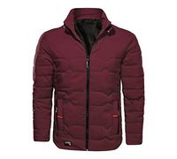 BIISDOST Men's Hiking Jacket Oversized Fit Puffer Jacket Warm Puffer Short Quilted Jacket Winter Coat Modern Quilted Jacket Quilted Jacket Down Jacket with Hood Simple Leisure Outdoor Jacket, red, XXL