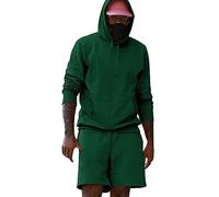 BIISDOST Men's Short Tracksuit Set: Sports Suit, Jogging Suit, Hoodie + Shorts, Leisure Suit, Running Clothing, Fitness Suit, Cosy 2-Piece Tracksuit, Casual Baggy Loungewear, Green, XXL