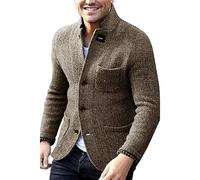BIISDOST Men's Slim Fit Jacket Suit Jacket with Stand-Up Collar Regular Fit Men's Suit Leisure Jacket Men Casual Men's Coat Spring Jacket Retro Long Sleeve Blazer Jacket Outdoor Jacket, khaki, L