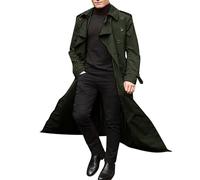 BIISDOST Men's Trench Coat Double Breasted Long Coat Lapel Winter Military Style Jacket Transition Jacket Traditional Loden Coat Short Coat for Men Traditional Coat Loden Anthracite Dark Grey