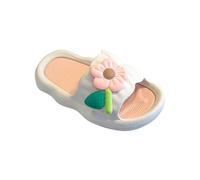 BIISDOST Sandals Slippers Girls 35, Beach Shoes Slippers Flowers Summer Bathing Shoes Bath Slippers Non-Slip Platform Indoor Flip Flops Soft Sole Slip On Slippers Summer Shoes, White, 8 UK Child