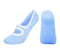 BIISDOST Yoga Socks for Women, Non-Slip Grips and Straps, Ideal for Ballet, Dance, Barefoot Training Socks Men Short, blue, One size