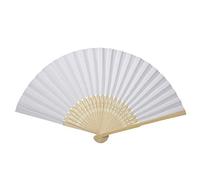 Biitfuu Various Colors Folding Painting Fan Pocket Paper Bamboo Ribs Fan For Wedding Party(White)