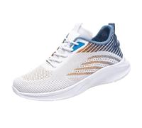 biJerou Men's Leisure Sports Shoes Spring and Single Shoes Mesh Breathable Leisure Running Shoes Commuting Travel Lightweight Leisure Sports Shoes Camp Men's Shoes 42, White, 43 EU 3X-Schmal