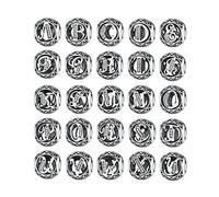 Bijoux Blu Alphabet 100% Authentic 925 Sterling Silver Vintage A to T, Clear CZ Alphabet Letter Beads Fit Charms Bracelets & Bangle PSC008 (R)