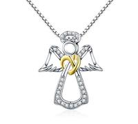 Bijoux Blu Guardian Angel Authentic 925 Sterling Silver Guardian Angel Heart Pendant Necklaces Dazzling CZ Luxury Sterling Silver Jewellery