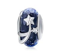 Bijoux Blu Shooting Star Genuine 925 Sterling Silver Shooting Star Blue Murano Glass Beads Fit Charm Bracelets & Bangles DIY Jewellery