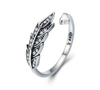Bijoux Blu Silver Feather Authentic 925 Sterling Silver Feather Wings Adjustable Finger Ring for Women Sterling Silver Jewellery Gift