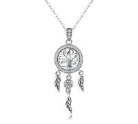 Bijoux Blu Tree of Life Dream Catcher Real 925 Sterling Silver Tree of Life Fashion Dream Catcher Pendant Necklaces for Women Sterling Silver Jewellery
