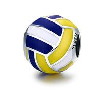 Bijoux Blu Volleyball Ball Authentic 100% 925 Sterling Silver Sport Ball Volleyball Love Charm Beads fit Women Bracelet DIY Beads Jewellery