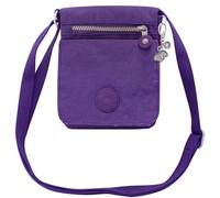 Bijoux de Ja Crossbody Bag Women Crinkle Nylon 3 Compartments Adjustable Strap Cell Phone Organizer Purse (Purple)