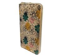 Bijoux de Ja Vegan Leather Printed Multi-color Mandala Boho Flower Geometric Cash Credit ID Card Holder Mobile Zipper Wallet Light Weight Purse for Women 9, Multicolor, Long Wallet 7.6 inches, Style 6