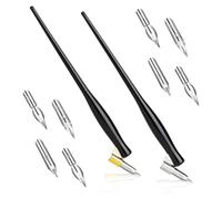 Bijuan Calligraphy Dip Pen Set Oblique Pens with 8 Nibs and Bracket Base | Packed with two oblique pens and eight nibs across four styles, this set supports both bold and delicate strokes for drawing.