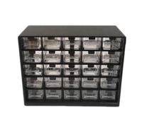 Bijuan Drawer Storage Cabinet 25-Compartment Transparent Organizer Box | See-through 25-compartment cabinet; detachable drawers let you customize space for tiny parts; sturdy plastic.