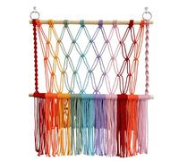 Bijuan Stuffed Hammock Tapestry Boho Macrame Wall Hanging Plush Toys Net | Handwoven cotton rope hanging net offers storage for stuffed animals with ample space and Boho charm.