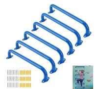 Bijun 17 inch Metal Playground Handles,Heavy-Duty Ceiling Grab Bars for Indoor playgrounds, Climbing Frames, Monkey Racks, and Wall ladders;Matte Texture Safety Grip (Blue-6pcs)