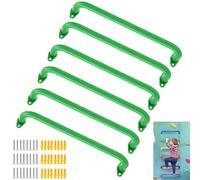 BiJun 17 Inch Monkey Bars Heavy Duty Metal Playground Handles,Green 6 Pack | Indoor Outdoor Ceiling Grab Bars,Anti-Rust Steel,300LBS Capacity,for Backyard Climbing Frame Treehouse Wall Ladder