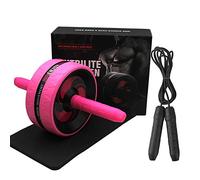 BiJun Ab Roller Wheel for Abs Workout - Complete Home Gym Set with AB Wheel Roller, Knee Mat, and Jump Rope (Pink)