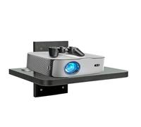 BiJun Floating TV Shelves for Wall, Floating TV Unit Under Projector Speaker Shelf Wall Mount Entertainment Media Stand Router DVD Holder, for PS4/Cable Box/DVD Players/Game Console (Black 1shelf)
