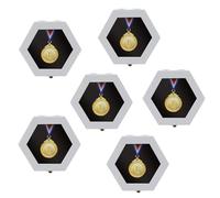 BiJun Medal Display Case, Medal Display Case Hanger Shadow Box for Medals Race Medal Display of Sports Medals Track Field Spartan Races Running Marathons (White 6PC)