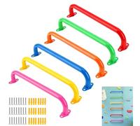 Bijun Monkey Bars Indoor,Playground Handles Heavy Duty Ceiling Grab Bars for Backyards Indoor Outdoor Playgrounds Climbing Frames,Treehouses and Wall ladders (Set of 6, 6 Colors)