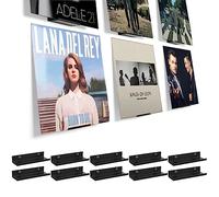 BiJun Vinyl Wall Mount, 10 Pack Black Metal Vinyl Shelves Holder Display Shelf Record Wall Mount Stand for Albums LP Minimalist Record Storage Set for CD Display in Office Home (Wall Black10)