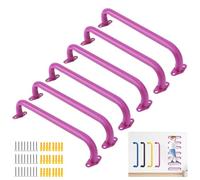 BiJun17 inch Metal Playground Handles,Monkey Bars Indoor Heavy Duty Ceiling Grab Bars for Indoor Outdoor Playgrounds Climbing Frames,Treehouses,and Wall ladders (Pink- 6PCS)