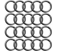 Bikasun 20 Pcs Spring O Rings, 28mm Round Metal Spring Snap Clip Hooks Zinc Alloy Carabiner Rings Small Clamp Clasp Keyring Buckle for Bag Purse Handbag Strap Craft DIY Making, Black