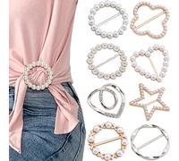 Bikasun 8 Pcs Shirt Ties Clips For Women, T Shirt Tie Or Rings Clips For The Side, Silk Scarf Ring Clip For Girls, Fashion Round Circle Daisy Star Love Buckle, Tightener For Loose Clothes