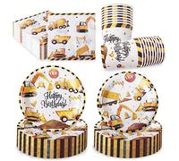 Bikasun Construction Site Party Tableware Birthday Decoration for 20 Guests, Digger Paper Plates, Birthday Decoration, Construction Site, Children's Birthday Party Set