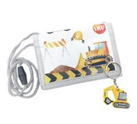 Bikasun Digger Kids Wallet, Construction Site Children's Neck Pouch with Key Ring, Excavator Purse for Boys with Lanyard, Zippered Coin Pocket Card Holders, Small Toddler Wallet, Christmas Birthday