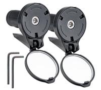 Bike Bar End Rear View Mirror 2 Pack - Adjustable HD Convex Glass Rearview Mirror for Road Bike Drop Bar End or Handlebar End of Mountain Bike, Bicycles, Scooters