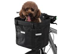 Bike Basket, 10kg Storng Bearing Foldable Bike Front Basket, Removable Dog Carrier for Handlebar, Machine Washable, Handlebar