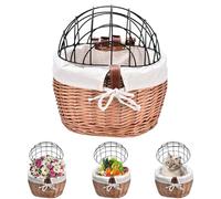 Bike Basket - Dog Carrier - Wicker Pet - Hand-Woven Detachable Bicycle Baskets for Small Dogs and Cats Sturdy Willow Build Easy Hook Design for Safe Travel | Ideal for City Streets Parks Daily Rides