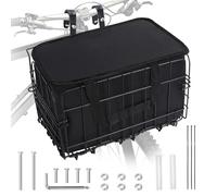 Bike Basket, Foldable Bicycle Basket with Removable Liner Bag, Large Quick Release Design Metal Bike Basket for Carrying Dogs, Pets, Fruit, Groceries, Ebike Bicycle Accessories