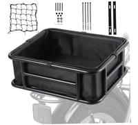 Bike Basket Rear 18x13x6in Ebike Rear Basket with Liner, Cargo Net & Accessories Heavy Duty Replacement Iron Bike for Grocery, Pet, Bag & More, sports