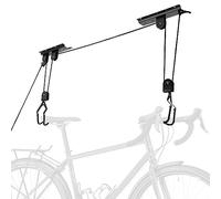 Bike Bicycle Lift Ceiling Rack Space Saver Garage Storage Ceiling Mount Hanging Rack Pulley Hoist Adjustable Rope 45KG Capacity