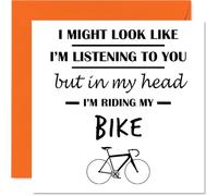 Bike Birthday Card for Men Women - In my Head - Happy Birthday Card for Husband Nan Auntie Uncle, 145mm Bday Greeting Cards